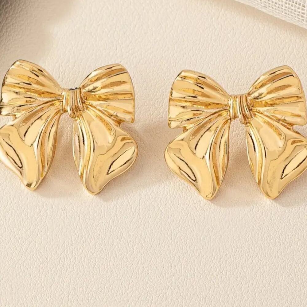 Gold Bow Stud Earrings*